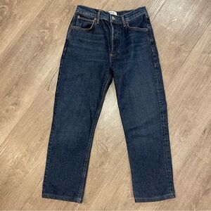 Agolde Riley Dark Blue Straight Jeans